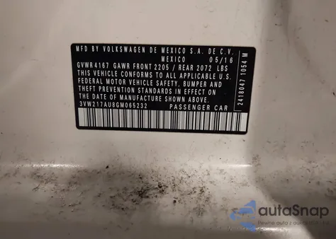 2016 Volkswagen Golf Tsi Se 4-Door из США, поврежденный, VIN 3VW217AU8GM065232